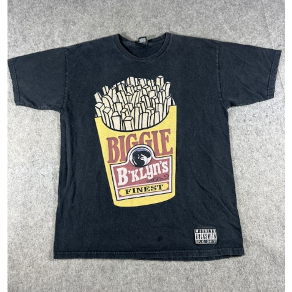 VTG Y2K Rocksmith Biggie Bklyns Finest French Fries Shirt Men Large Black Parody